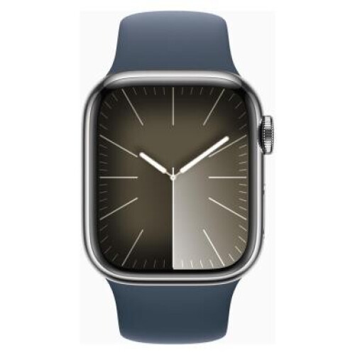 Apple Watch Series 9 GPS + Cellular 41mm Edelstahl silber Sportarmband sturmblau M/L