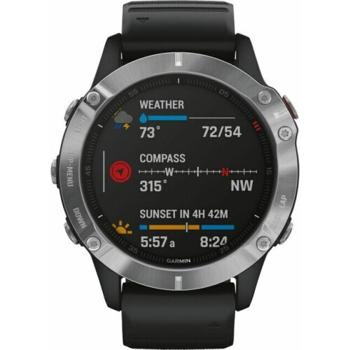 Garmin fenix 6 GPS Multisportuhr Silikonarmband schwarz/silber