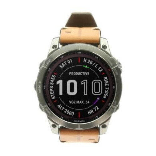 Garmin Fenix 7 Sapphire Solar 47mm titanium titan/braun (010-02540-31) grau/braun
