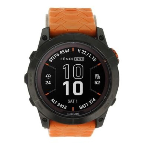 Garmin Fenix 7X Pro Sapphire Solar 51mm schwarz/carbongrau titan Silikonarmband orange